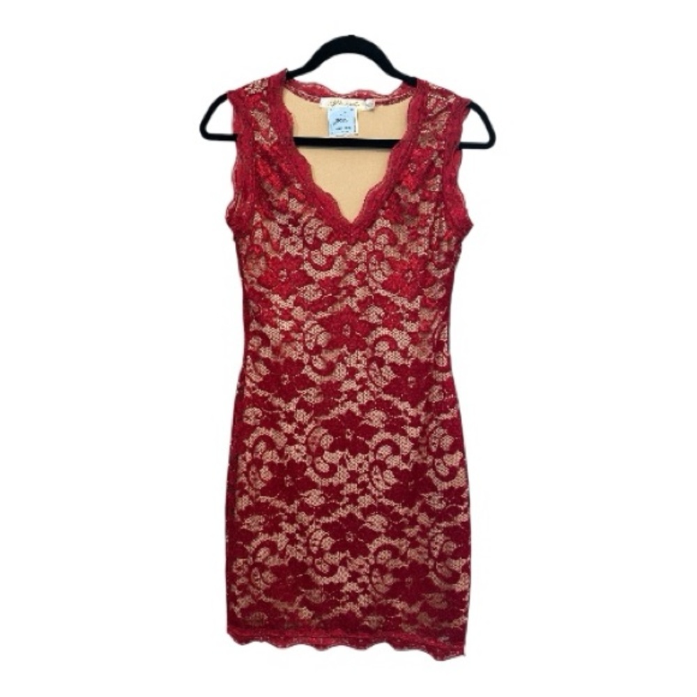 NWT Liberty Love Red Lace Floral Design Dress w/ Nude Layer Size Small (Juniors)